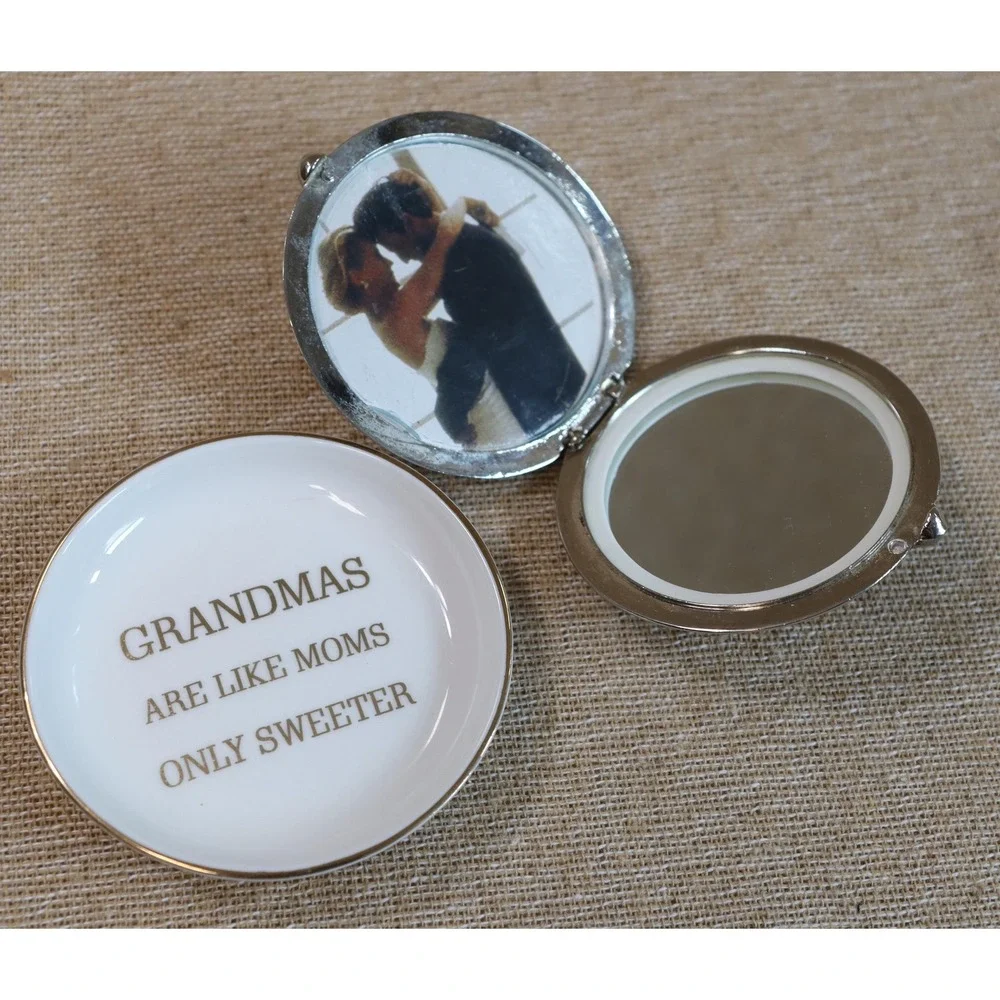 Vintage Silver-Plated Lipstick Mirror+ Grandmas Are Like Moms Only Sweeter box - Picture 3 of 6